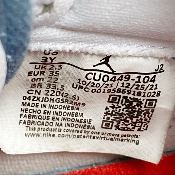 NIKE youth blue denim white leather Air Jordan 1 Retro OG high top sneakers - Picture 10 of 10